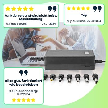 Preview: Praktischer Universal-Netzteiladapter mit 7 DC Wechselsteckern, 5 - 24 V, 100 - 240 V AC, 36 W, ideal für Haushaltselektronik