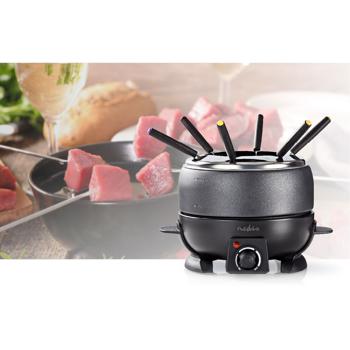 Preview: Set fondue per 6 persone – Elettrico, 2,3 l, 800 W, perfetto per fonduta di formaggio, carne e cioccolato, incl. forchette da fondue, antiaderente, design elegante