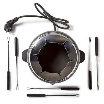 Preview: Set fondue per 6 persone – Elettrico, 2,3 l, 800 W, perfetto per fonduta di formaggio, carne e cioccolato, incl. forchette da fondue, antiaderente, design elegante