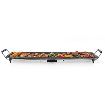 Preview: XXL elektrische Grillplatte – Teppanyaki Tischgrill für fettarmes Braten, 90 x 23 cm, 1800W, antihaftbeschichtet, ideal für Fleisch, Fisch & Gemüse