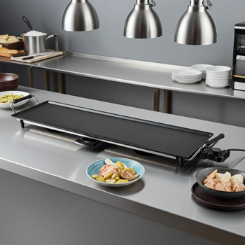 Plancha Électrique XXL Teppanyaki - Cuisson Saine Antiadhésive 90x23cm - 1800W - Thermostat 5 Niveaux - Bac Graisse Amovible