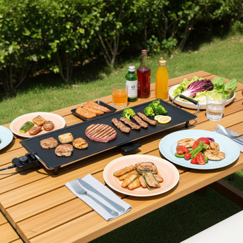 Preview: Plancha Électrique XXL Teppanyaki - Cuisson Saine Antiadhésive 90x23cm - 1800W - Thermostat 5 Niveaux - Bac Graisse Amovible