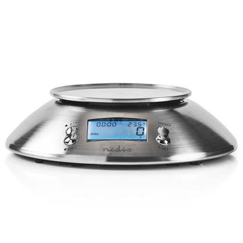 Preview: Digitale Küchenwaage mit Rührschüssel - bis 5kg präzise abwiegen - Edelstahl-Oberfläche, Tara-Funktion, Timer & Thermometer - für Kochen & Backen