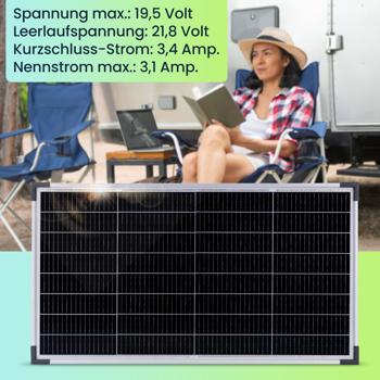 Preview: Effizientes 60W Solarpanel: Monokristalline Zellen, IP65, Metallrahmen – Robust & mobil für maximale Solarenergie