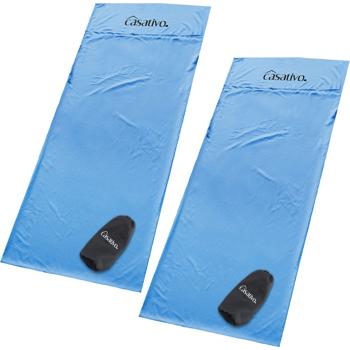 Preview: 2 draps de sac ultralégers, microfibre respirante, seulement 200 g, sac de compression en nylon inclus, sac de couchage pour camping, voyages, hôtels