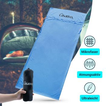 Preview: 2er-Set Ultraleichter Hüttenschlafsack, atmungsaktive Mikrofasern, nur 200g, inkl. Nylon Kompressionsbeutel, Schlafsack für Camping, Reise, Hotels