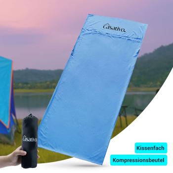 Preview: 2er-Set Ultraleichter Hüttenschlafsack, atmungsaktive Mikrofasern, nur 200g, inkl. Nylon Kompressionsbeutel, Schlafsack für Camping, Reise, Hotels