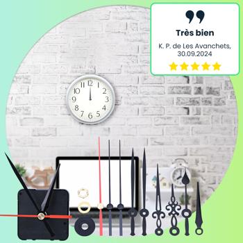 Preview: Mouvements d’Horloge Silencieux - Kit DIY 2 Pièces avec 3 Jeux d’Aiguilles - Idéal Fabrication & Remplacement Mouvement Défectueux - Anti Tic-Tac Continu