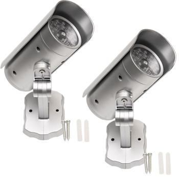 Preview: 2er Set Überwachungskamera Attrappe mit Bewegungssensor und rotem Blinklicht, Batteriebetrieb, Sicherheits-Dummy Kamera in realistischem Design