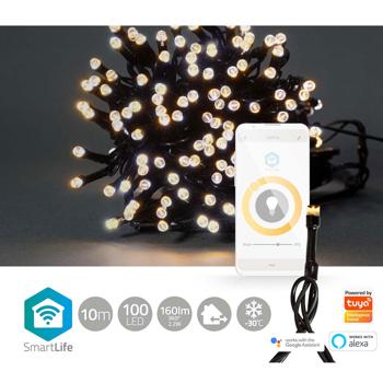 Preview: SmartLife LED Lichterkette - 100 warmweisse LEDs, dimmbar, 7 Lichtmuster - IP65, 10m Länge, App- & Sprachsteuerung, Musikmodus - Innen- & Aussenbereich