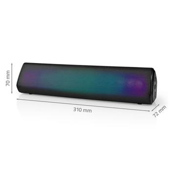 Preview: Haut-parleur Bluetooth Barre de son - Éclairage LED RGB dynamique, 6h autonomie, Microphone, TWS, 18W- Rechargeable USB-C pour films, musique, jeux, fêtes