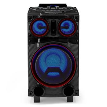 Preview: Haut-parleur mobile Bluetooth 120W noir - Lumière LED Subwoofer Égaliseur - Entrées guitare et micro - USB SD - Trolley autonome 6.5h