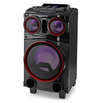 Preview: Haut-parleur mobile Bluetooth 120W noir - Lumière LED Subwoofer Égaliseur - Entrées guitare et micro - USB SD - Trolley autonome 6.5h