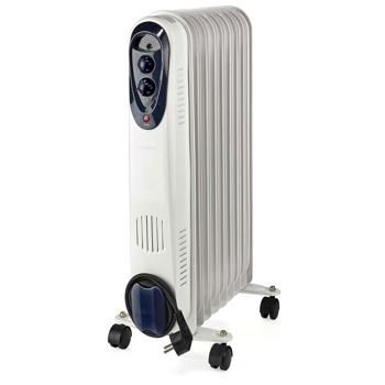 Preview: Radiatore a olio mobile a 9 lamelle, (23,9x62,5x36,8 cm), 800-2000W: radiatore con rotelle, bianco, per un calore flessibile, potente e pratico