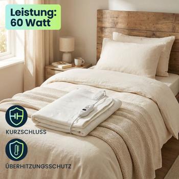 Preview: Komfortables Wärmeunterbett, elektrische Heizdecke, auch als beheizbare Bettdecke nutzbar, 150 x 80 cm, Matratzenheizung für alle gängigen Betten