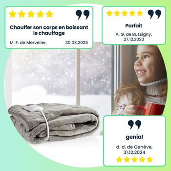 Preview: Couverture Chauffante Douillette 180x130cm - 9 Niveaux Température Minuteur LED - Lavable Protection Surchauffe - Faible Consommation Preview: Couverture Chauffante Douillette 180x130cm - 9 Niveaux Température Minuteur LED - Lavable Protection Surchauffe - Faible Consommation