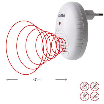 Preview: Highly effective ultrasonic insect repellent for the socket, white, room size up to 47 m², mosquito repellent for house and apartment