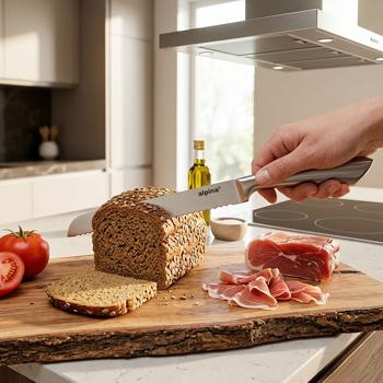 Kitchen knife with serrated blade – stainless steel bread knife for bread, pastries & roasts – ergonomic handle, 33.5x2.8x4 cm, 170 g – robust & easy to clean
