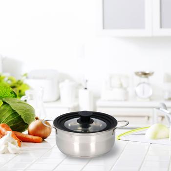 Preview: Couvercle de cuisson universel en verre - Large anneau en silicone pour casseroles & poêles - Diamètres 16, 18, 20 cm - Trou d‘aération - Lave-vaisselle