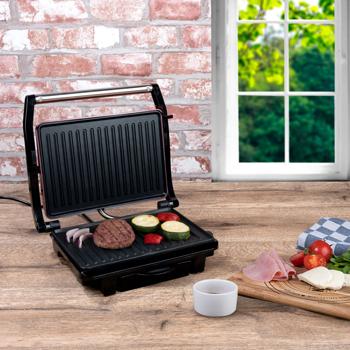 Preview: Powerful contact grill for panini, toasts, steaks & vegetables - 1000 W, non-stick coated, compact, quick to heat up, ideal for at home