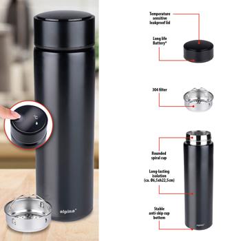 Preview: 2er-Set Thermoskanne mit digitaler Temperaturanzeige, 480 ml