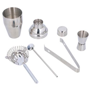 Preview: Complete 5-piece stainless steel cocktail set, 350 ml: with shaker, ice tongs, measuring cup, strainer and spoon, for creative cocktails