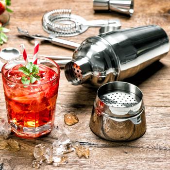 Preview: Complete 5-piece stainless steel cocktail set, 350 ml: with shaker, ice tongs, measuring cup, strainer and spoon, for creative cocktails