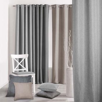 Preview: Lot de 2 Rideaux à Œillets Métalliques - Occultants & Isolants Phoniquement - 140x260cm, Polyester, Sable - Lavable en Machine