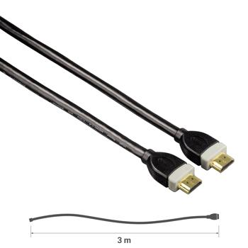 Preview: Câble HDMI 4K haute vitesse 3m - Compatible Ethernet - Contacts plaqués or, double blindage - UHD 60Hz - Home Cinéma, TV, Projecteur, Console - Noir