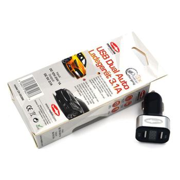 Preview: Auto Ladegerät Dual USB 3.1 - Schnellladestecker für PKW, LKW, Wohnmobil - 3x schnelleres Laden mit Ampere Anzeige - 12V-24V Input - 5V 3.1A Output