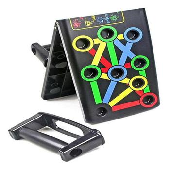 Preview: Push-Up-Board faltbar - 14-in-1 farbcodiertes Trainingssystem für Oberkörper - stärkt Brust Schultern Rücken Arme effektiv - schont Gelenke - 63x18.5x2cm