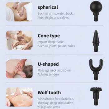 Preview: Pistolet de massage musculaire - Soulage raideurs et douleurs, améliore circulation - 4 embouts, écran LCD, 32 niveaux, Type-C, silencieux