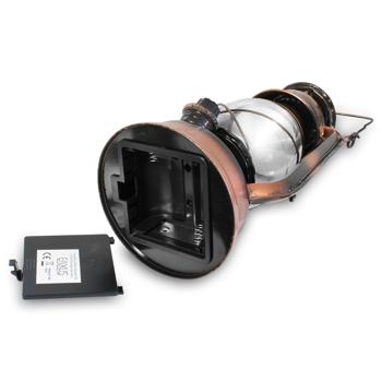 Preview: Retro-LED-Sturmlaterne (kupferfarben, 25cm) dimmbar, realistische Flammenoptik – Klassische Laterne mit modernster LED-Technik, batteriebetrieben