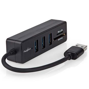 Preview: Hub USB 5 ports avec lecteur de cartes SD/MicroSD - Transfert rapide 5 Gbit/s - 3x USB-A (3.2 Gen 1) - Compact & sans adaptateur secteur - Noir