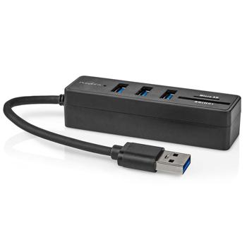 Preview: Hub USB 5 ports avec lecteur de cartes SD/MicroSD - Transfert rapide 5 Gbit/s - 3x USB-A (3.2 Gen 1) - Compact & sans adaptateur secteur - Noir