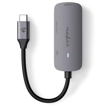 Preview: USB Multiport Adapter - HDMI 4K@30Hz Ausgang - USB-A 3.2 Gen 1 (5 Gbit/s) - USB-C PD 100W - Aluminium Hub für Laptop, MacBook & Smartphones