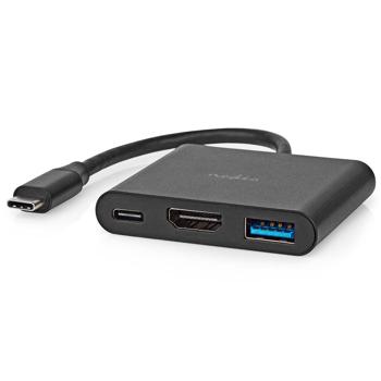 Preview: Vielseitiger USB-C Hub – schwarz, Multiport Adapter mit USB Typ-C, 4K@30Hz HDMI, USB-A, 5 Gbps Datenübertragung, kompakt & leistungsstark