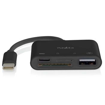 Preview: Hub USB-C – adaptateur multiport 1x USB-C, 1x USB-A et lecteur de carte SD et MicroSD, jusqu’à 480 Mbit/s, noir
