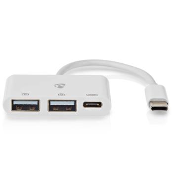 Preview: USB-C Multiport Adapter mit schnellem USB-A & USB-C: Weißer USB-C Hub (480 Mbit/s) für Notebook, Tablet & Smartphone – vielseitig & kompakt
