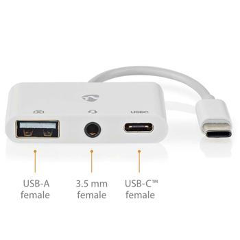 Preview: Hub USB-C - Adaptateur Multiport USB-A/USB-C/Audio 3,5 mm - Station d‘Accueil Portable 3 Ports 480 Mbit/s - Voyage/Bureau