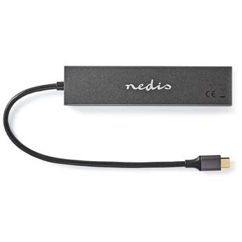 Preview: 4 Port USB-C Hub - USB-C male auf 4 USB-C female - USB-SuperSpeed 10 Gbit/s, 1x PD3.0 100W, 3x USB-C 3.2 Gen 2 - Aluminiumgehäuse - Plug & Play