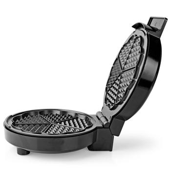 Preview: Robust waffle iron for heart-shaped waffles with temperature control, non-stick coating, Ø 19 cm, powerful 1000 W, black - silver