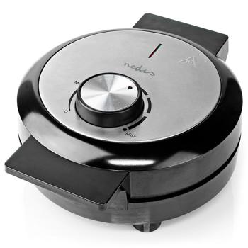 Preview: Robust waffle iron for heart-shaped waffles with temperature control, non-stick coating, Ø 19 cm, powerful 1000 W, black - silver