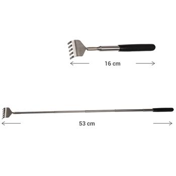 Preview: 3 Gratte-Dos Télescopiques - Grattoirs Extensibles avec Manche Caoutchouc 16-53cm - Soulage Démangeaisons Tensions - Massage Bien-être Relaxation