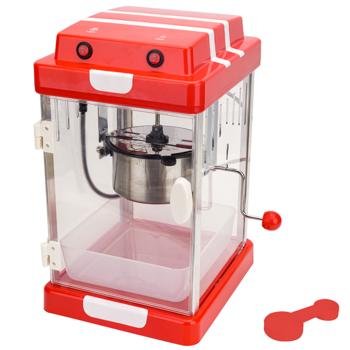 Preview: Red retro popcorn machine, (24x28x43 cm) with lighting & tilting bowl: non-stick, serving bowl, THE popcorn machine for delicious moments