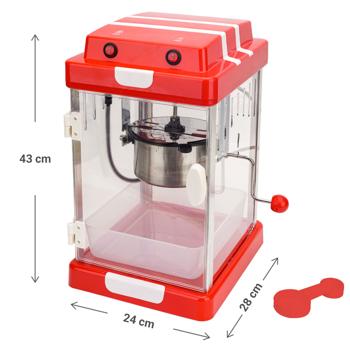 Preview: Red retro popcorn machine, (24x28x43 cm) with lighting & tilting bowl: non-stick, serving bowl, THE popcorn machine for delicious moments