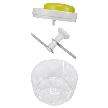 Preview: Hachoir Manuel Vert & Blanc - Coupe Oignons Herbes Noix - Pratique pour Meal Prep Cuisine Saine - Deux Couteaux Double Tranchant Inox - Ø11xH9cm