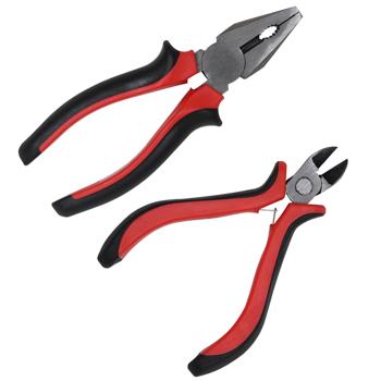 Preview: Practical pliers set with combination pliers & diagonal cutters (red/black) - cutting, gripping, bending for DIY enthusiasts and professionals Preview: Practical pliers set with combination pliers & diagonal cutters (red/black) - cutting, gripping, bending for DIY enthusiasts and professionals