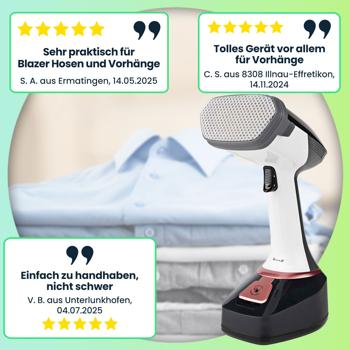 Preview: Steamer Dampfglätter 1400 Watt, Dampfleistung 25 g/m, Dampfbügeleisen, Schnelle Faltenglättung für Kleidung, Vorhänge, Möbel Preview: Steamer Dampfglätter 1400 Watt, Dampfleistung 25 g/m, Dampfbügeleisen, Schnelle Faltenglättung für Kleidung, Vorhänge, Möbel