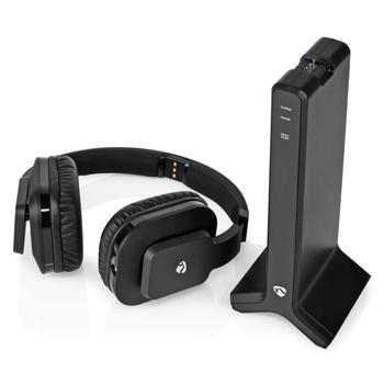 Preview: Wireless radio stereo TV headphones, 25 m range, TV headphones with charging station, adjustable headband, padded ear cups